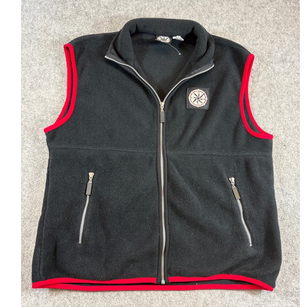 VINTAGE 90s Marlboro Unlimited Fleece Vest Mens Black Full Zip Hiking Jacket XL